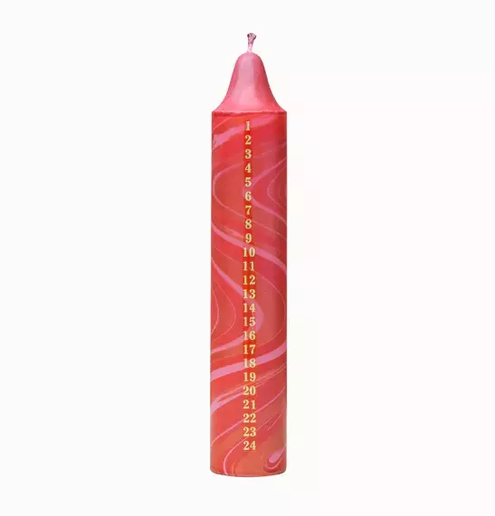 Kalenderlys - Rød Marmorert