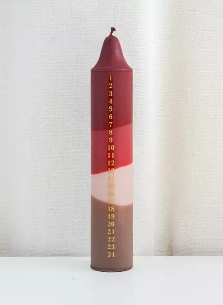 Kalenderlys - Rød, Burgunder, Beige & Brun