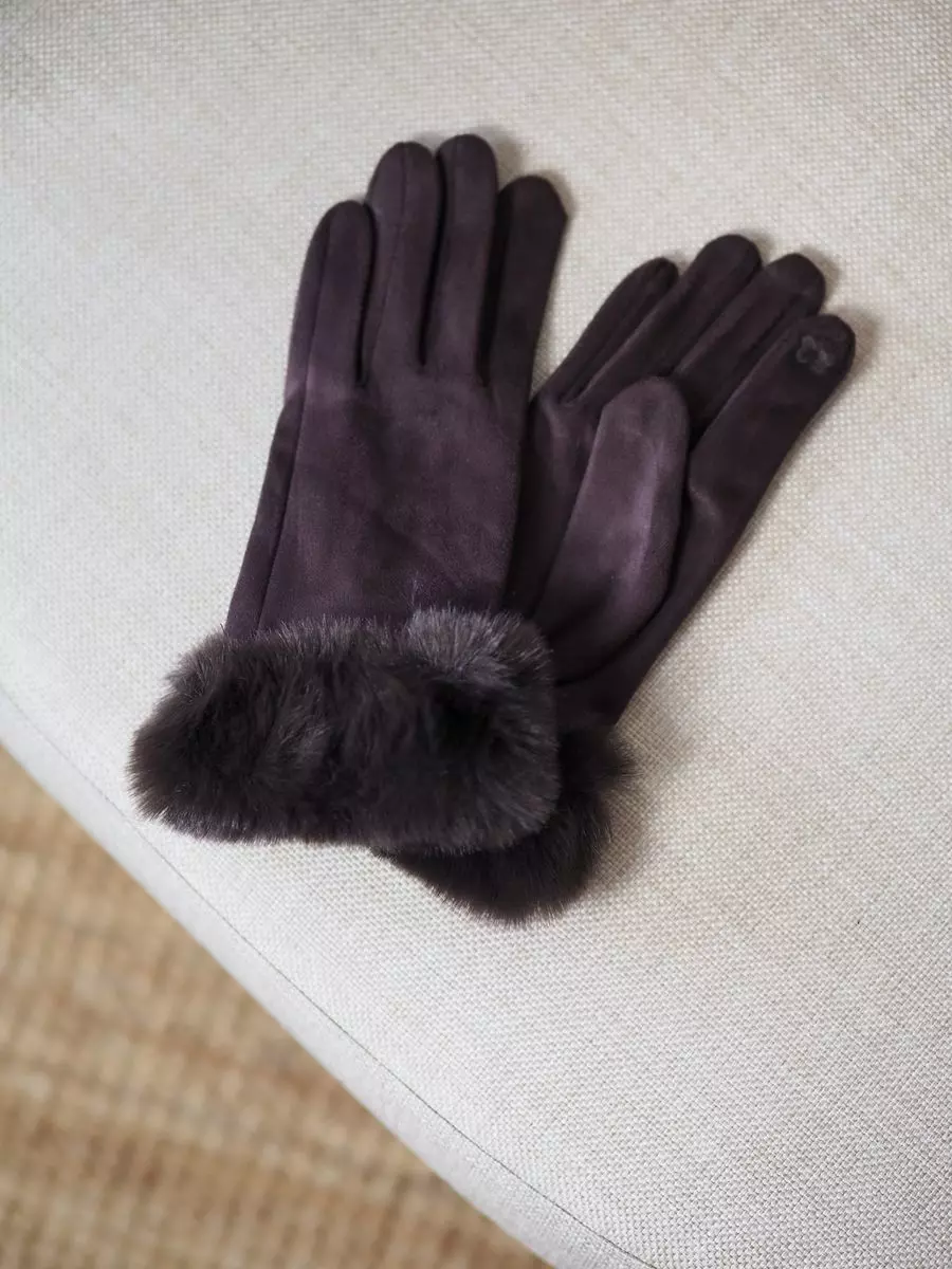 Hansker med Fuskepels - Mørk Brun