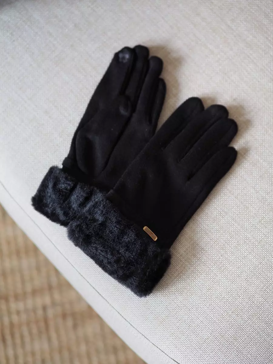 Hansker med Fuskepels - Sort