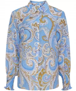 Lotta Smock Shirt - Fresh Blue Paisley