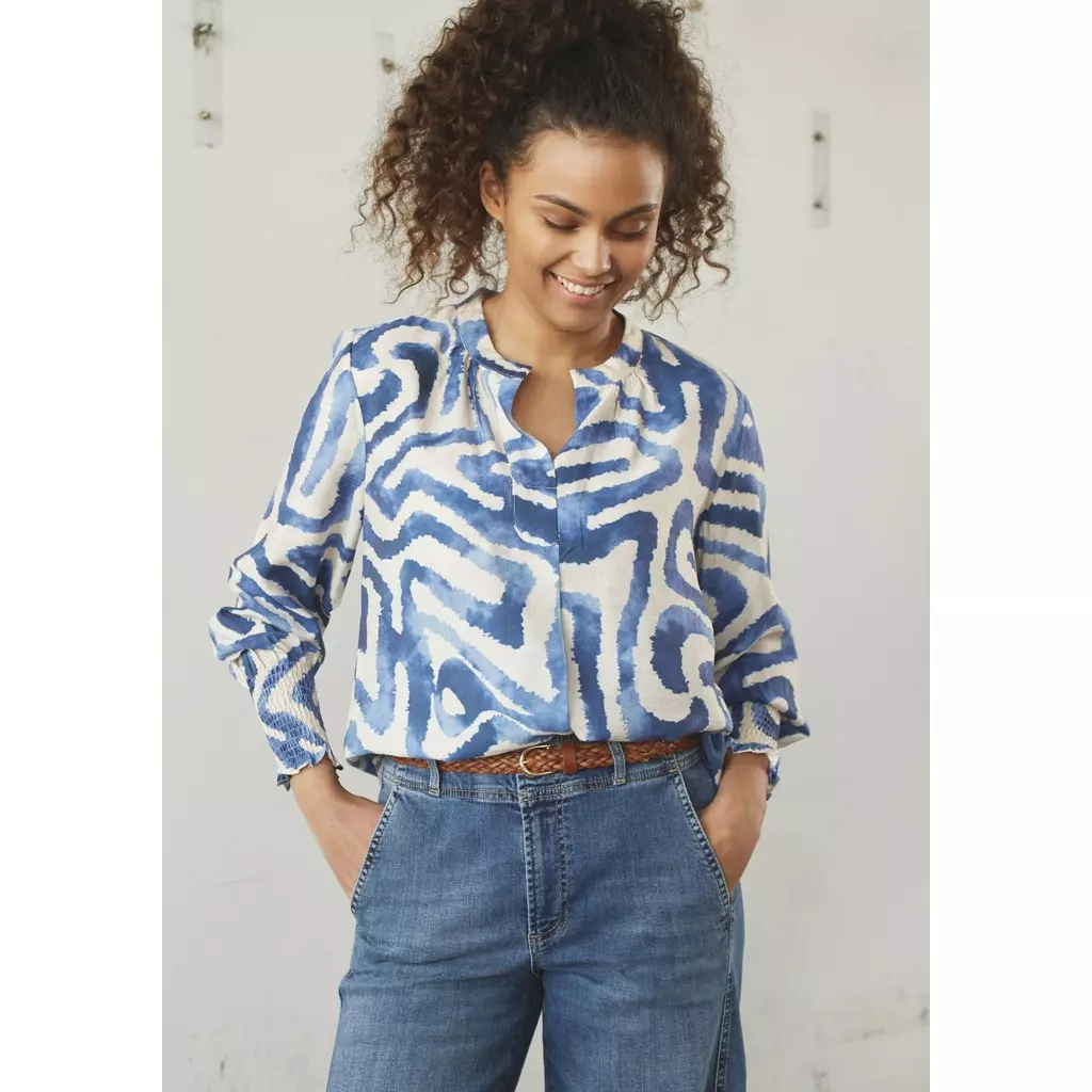 Ane Printed Blouse - Blue Graphical