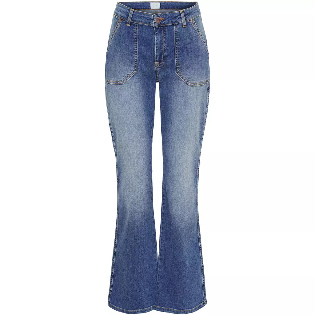 Como Long Flare Jeans - Mid Denim