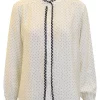 Bluse med Prikker - Offwhite/Marine