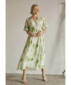 Ane Stretch Dress - Green Watercolor