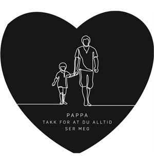 BC Skilt hjerte lite svart "Pappa takk for at du alltid ser meg