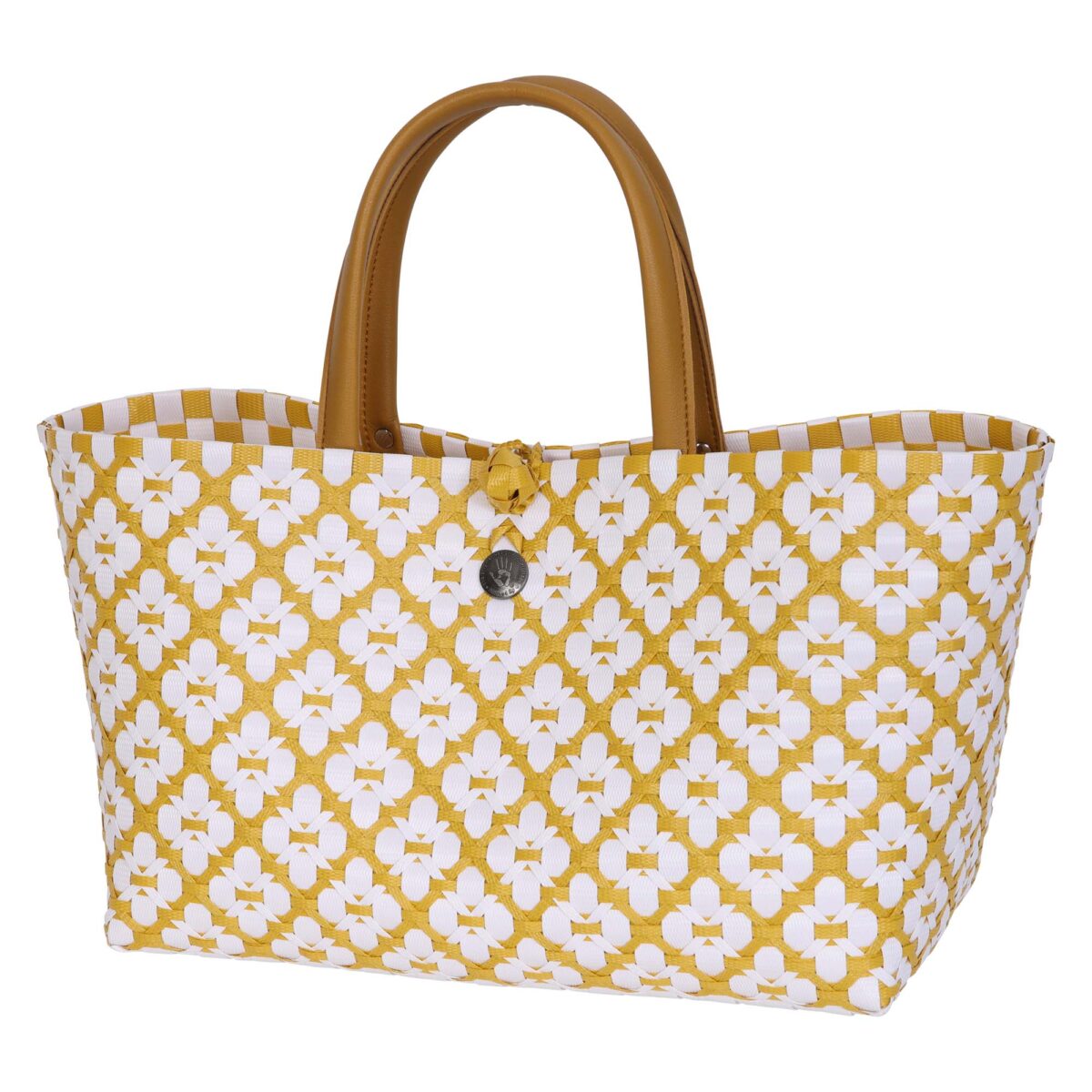 Handed By Mini Motif Bag Shopper mustard with white pattern