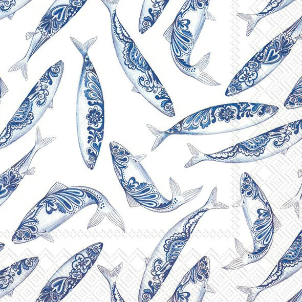 IHR serviett Lunch 33x33 cm DECORATIVE FISH white