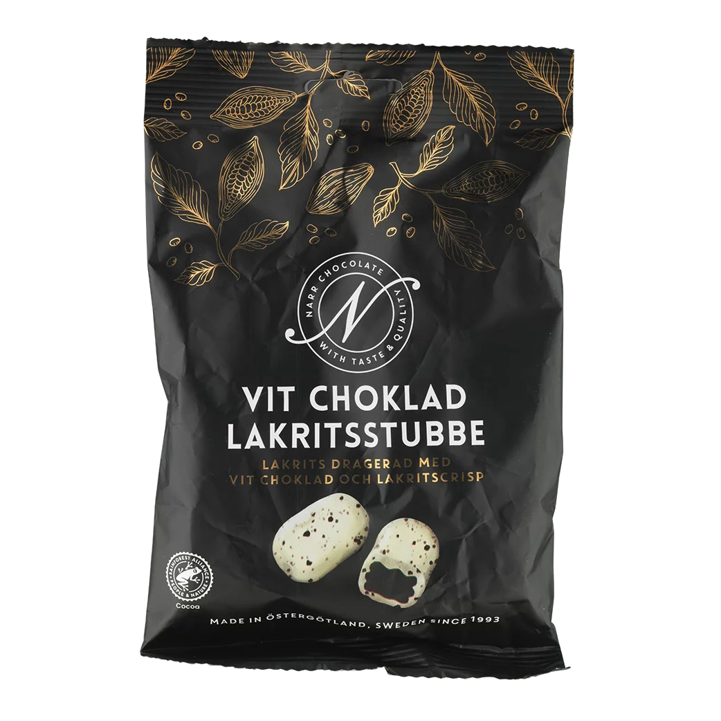 NARR Chocolate Hvit Sjokolade Lakrisstubbe 120 gr
