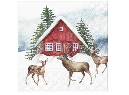 BC Servietter Lunch 33x33 cm Red House snow