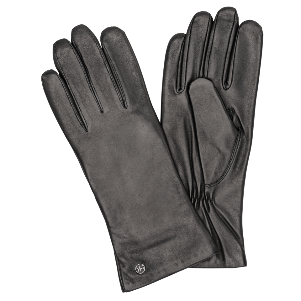 Hanskekompagniet Skinnhanske dame i mykt lammeskinn og ullfor ,Svart