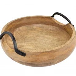 Antikk fat rundt m/sort håndtak F-Design 25 cm , stort