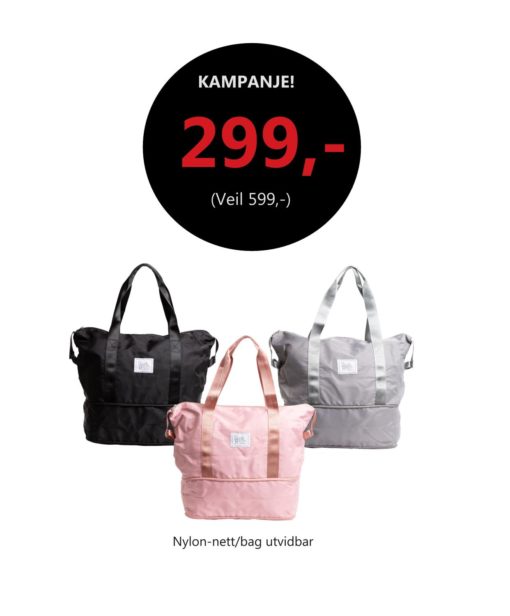 Nicole Brown nylon nett/bag utvidbar grå