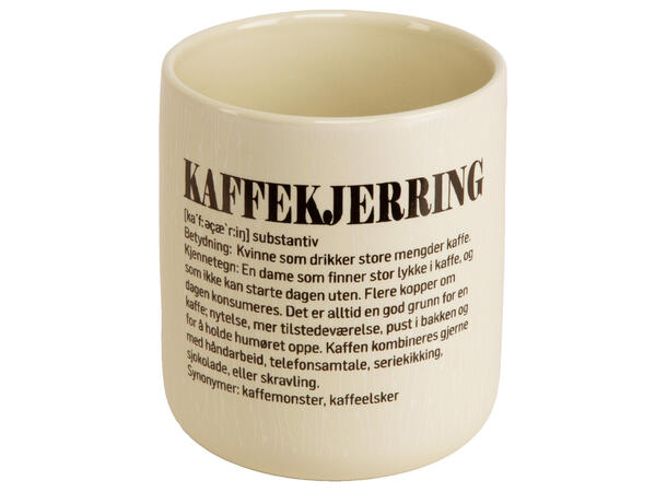 Krus hvit m/sort tekst "Kaffekjerring"