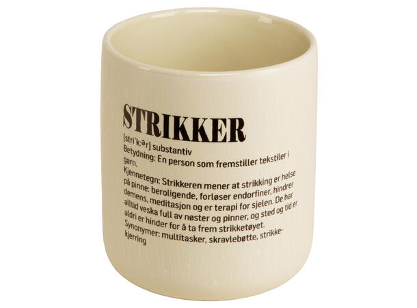 BC Krus hvit m/tekst "Strikker"