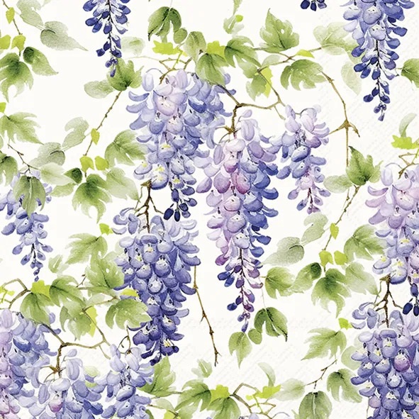 Ihr Servietter Lunch PURPLE WISTERIA cream