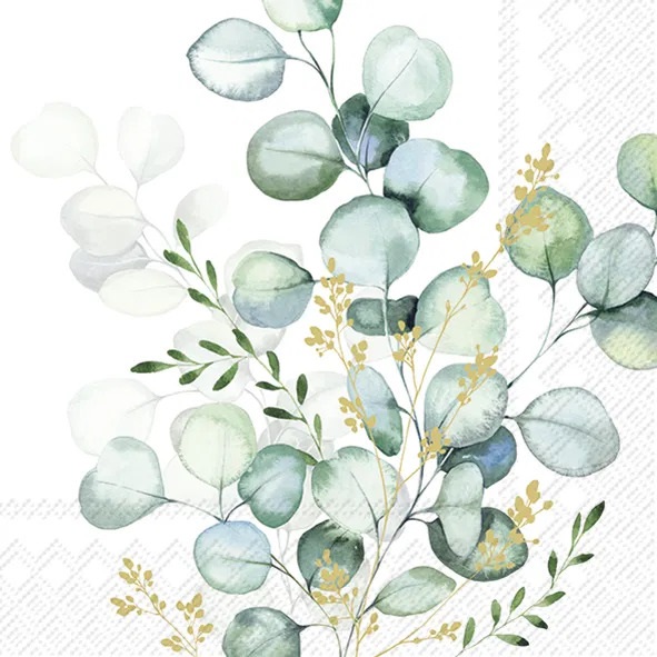 Ihr Servietter Lunch EUCALYPTUS BOUQUET gold