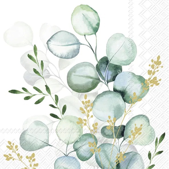 IHR Servietter kaffe 25x25 , EUCALYPTUS BOUQUET gold