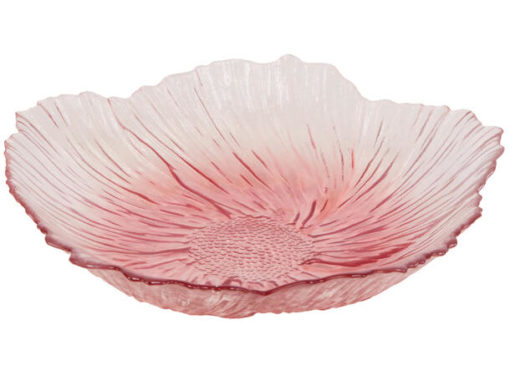 BC Skål blomst glass klar/rosa 26x6cm