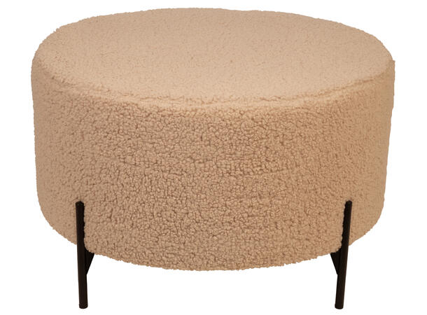 BC Puff boucle beige rund m/sorte 70x42cm