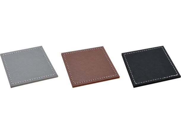 BC Glassbrikke PU-skinn 10x10cm  4stk grå