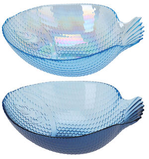 BC Skål fisk blått glass 26x20x8,5cm