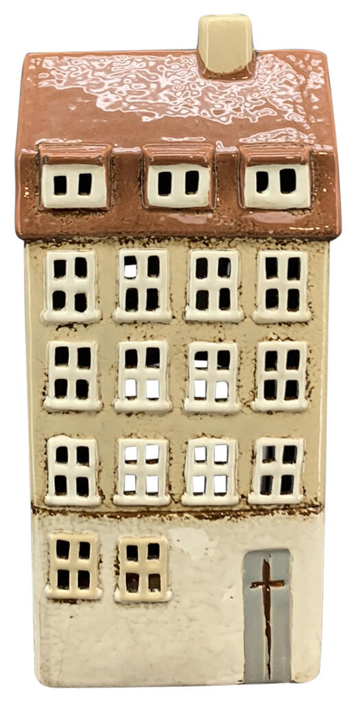 lyshus telys beige keramikk