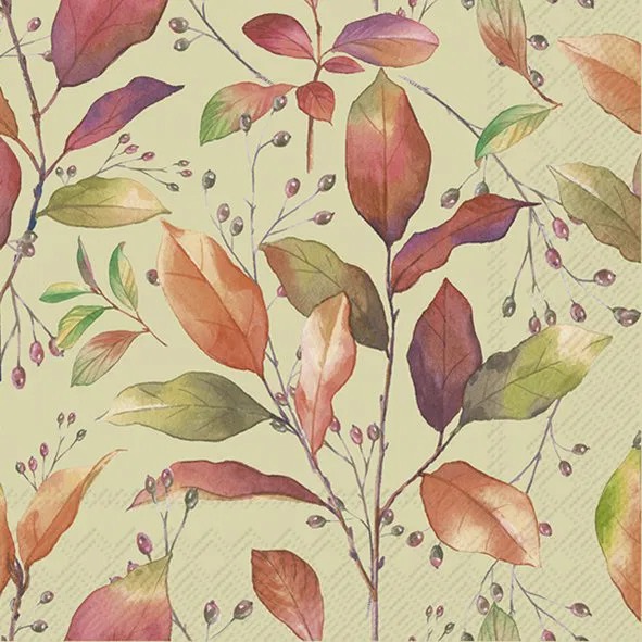 IHR Servietter Kaffe 25x25 , COLORFUL AUTUMN green