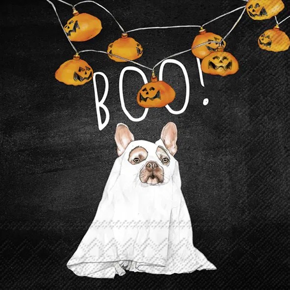 IHR Servietter Kaffe 25x25 , BOO DOG black