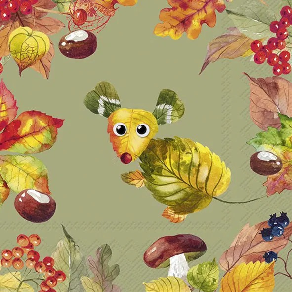 IHR Servietter Kaffe 25x25 , SHADES OF FALL green