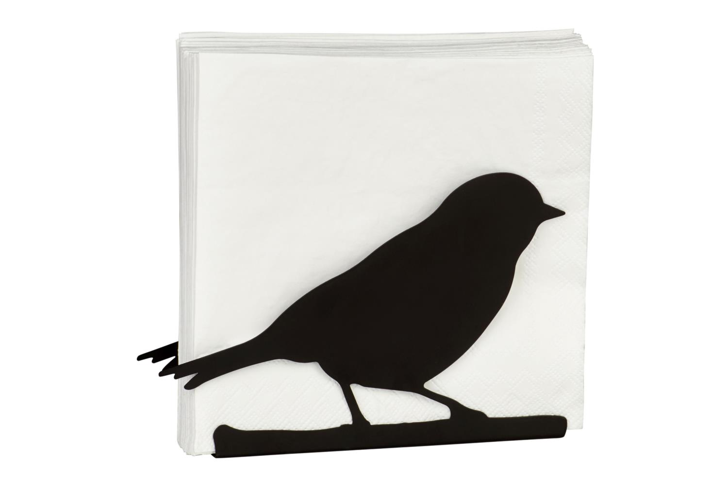 IHR Serviettholder Bird Silhouette sort metall