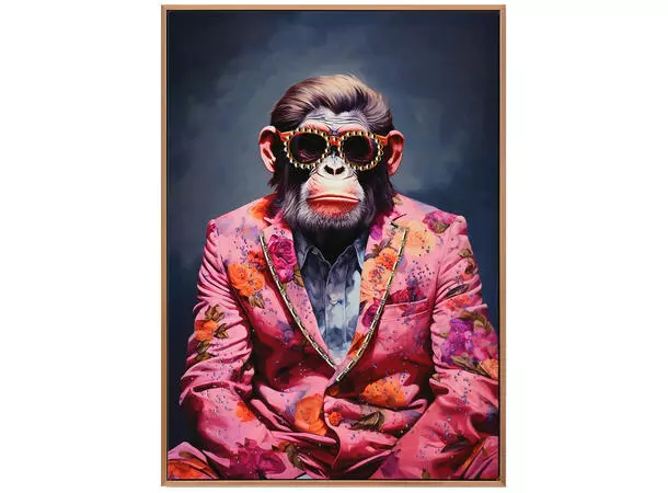 BC Lerretsbilde Apekatt rosa dekor 53x73cm