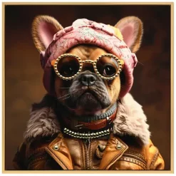BC Lerretsbilde Hund med dekor 53x53cm