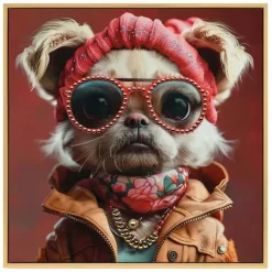 BC Lerretsbilde Hund med dekor 53x53cm