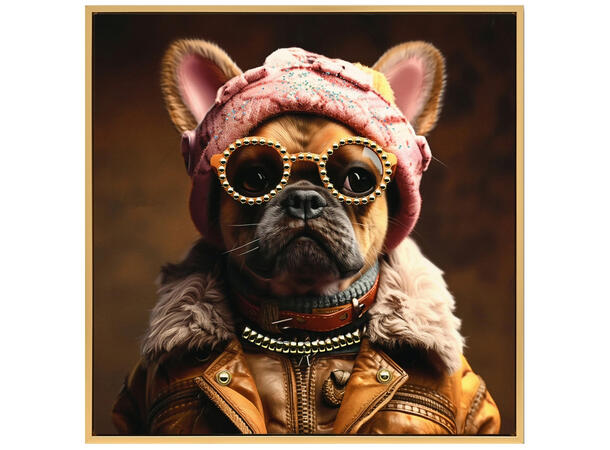 BC Lerretsbilde Hund med dekor 53x53cm