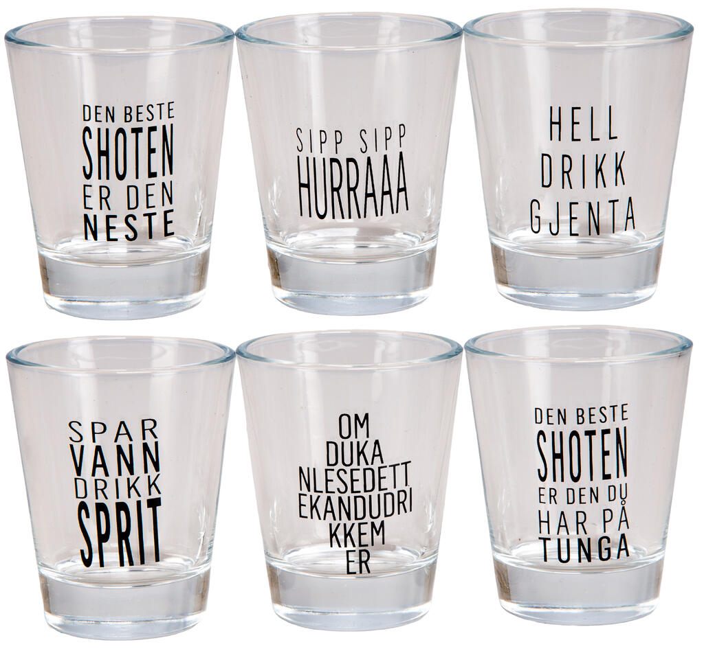 BC shotglass gutta-tekster