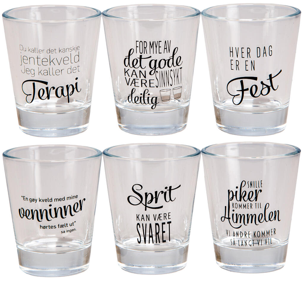 BC shotteglass jentene-tekster