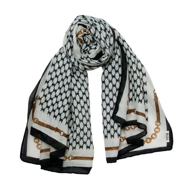 ROSENVINGE mykt skjerf lenke print svart