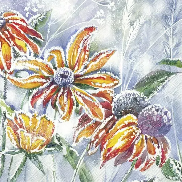 Ihr Servietter Lunch 33x33 cm, FROSTY FLOWERS
