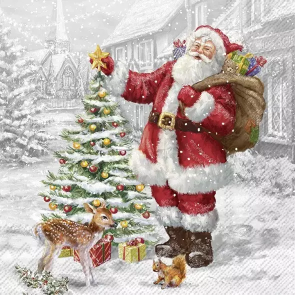 Ihr Servietter Lunch 33x33 cm, SANTAS XMAS TREE