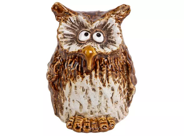 BC Ugle sittende brun/beige keramikk 12cm