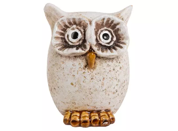 BC Ugle sittende beige keramikk 6x8,2cm