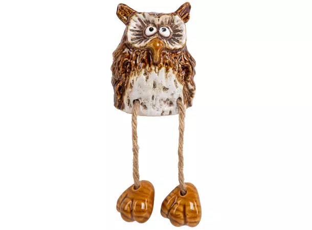 BC Ugle til kant brun/beige keramikk h:8cm