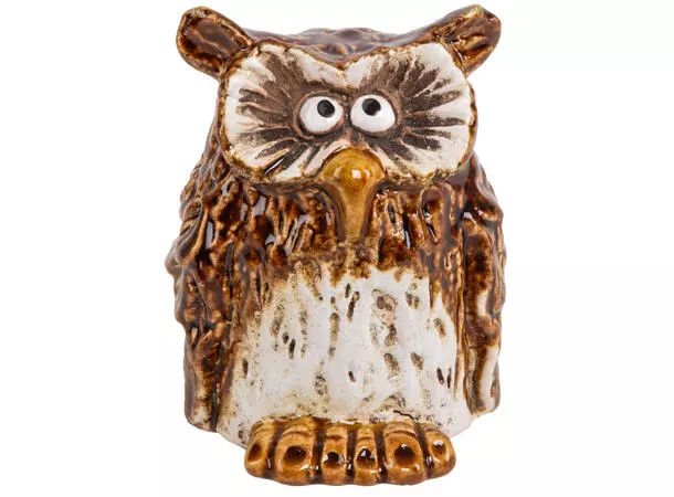 BC Ugle sittende brun/beige keramikk h:9cm