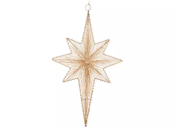 BC Stjerne metall gull 20 LED-lys 30x48cm