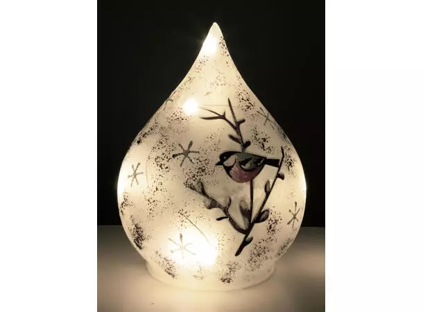 BC  Dråpe hvit glass Dompap LED 10x13,5 cm