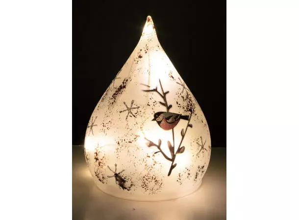 BC Dråpe hvit glass Dompap LED 12x15,5 cm