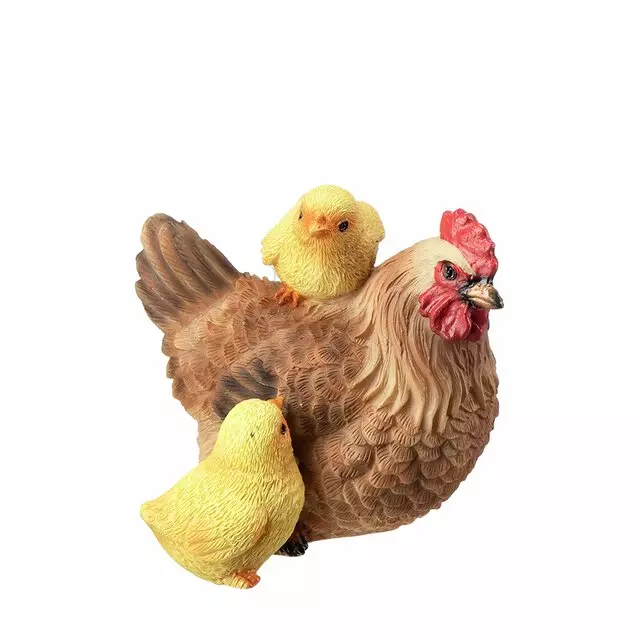 Edelweiss Høne m/barn L8,5 B8 H8 cm nature