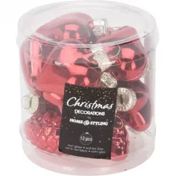 Julekule glass rød 4,5cm 3ass 12stk