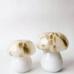 Lysholder sopp h 10 cm creme